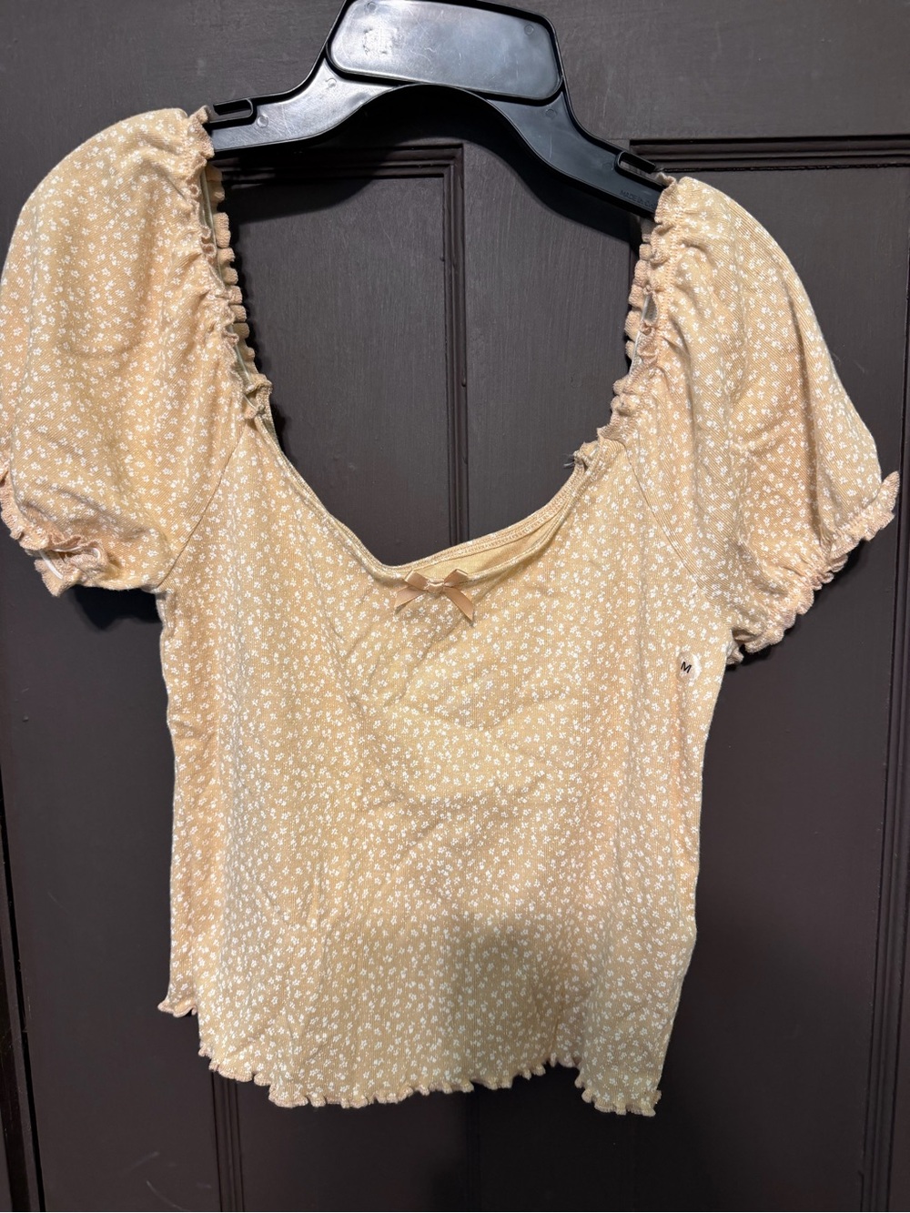 American Eagle Floral Square Neck Top - Cream